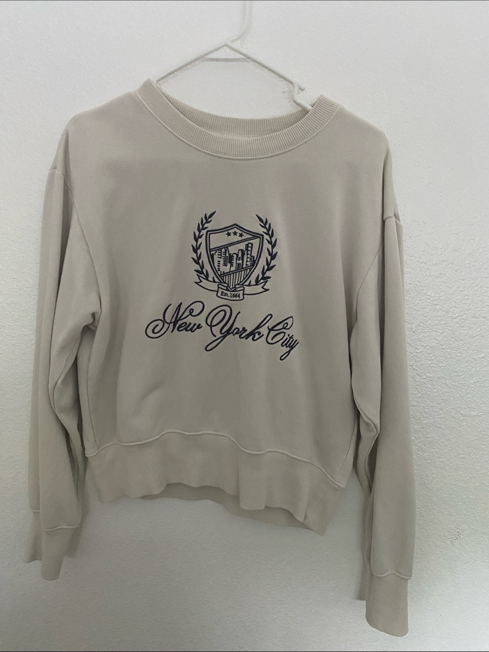Cream New York City Graphic Crewneck Sweatshirt